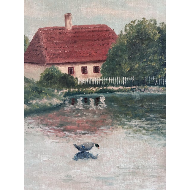 Landscape with Farmhouse, Oil Painting, Framed For Sale - Image 11 of 18