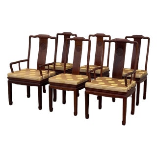 Mid 20th Century Anglo-Chinese Dining Chairs With Cushions - Set of 6 For Sale