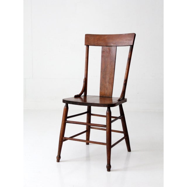 Brown Antique American Splat Back Wood Chair For Sale - Image 8 of 10