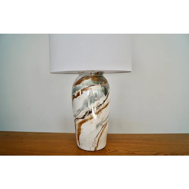 1970's Mid-Century Modern Glazed Ceramic Table Lamp For Sale - Image 4 of 13