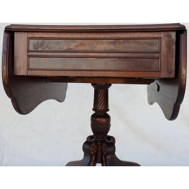 Mid-Century Sheraton Style Walnut Butterfly Drop-Leaf Table For Sale - Image 12 of 13