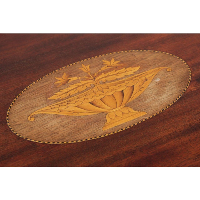 Brown English Edwardian Inlaid Mahogany Oval Tray Table For Sale - Image 8 of 15
