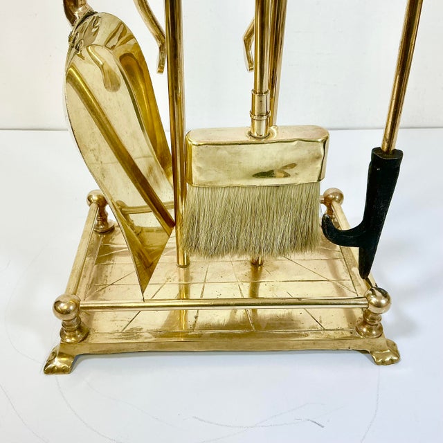 1970s Vintage Hollywood Regency Brass Blesbok Antelope Horn Fireplace Tools - Set of 5 For Sale - Image 16 of 16