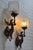 Art Deco Vintage Art Nouveau Deco Light Old Lamp Mermaid Wall Sconces Fixture Brass & Star Glass Shade Light Lamp - a Pair For Sale - Image 3 of 3