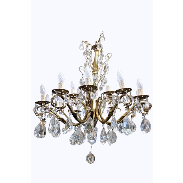 Eighteen-Light King Umberto of Savoy Chandelier in Bronze and Crystal, 1890s For Sale - Image 10 of 14