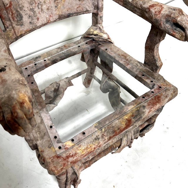 Ann Johnson Hand Made Studio Craft Paper Maché Chair and Table Set For Sale - Image 4 of 12