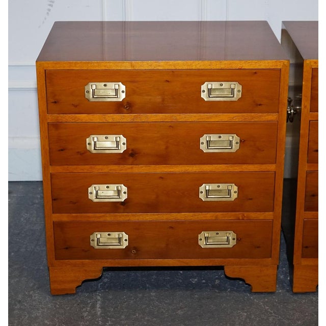 Vintage Military Campaign Yew Wood Chest of Drawers, Set of 2 For Sale - Image 4 of 11