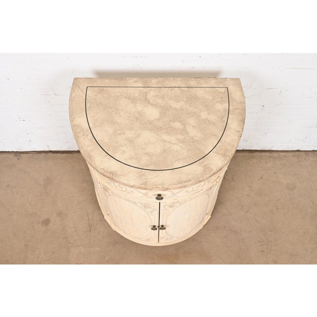 Cream Drexel Heritage Italian Neoclassical Demilune Cabinet For Sale - Image 8 of 12