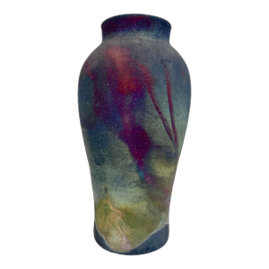Colorful Raku Pottery Vase With Sleek Silhouette
