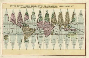 Antique Map of the World in 12 Globe Gores by Scherer, 1702