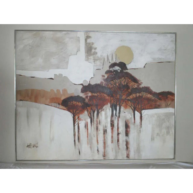 Mid-Century Modern Mid 20th Century "Sunrise" Abstract Landscape Lee Reynolds Painting, Framed For Sale - Image 3 of 12