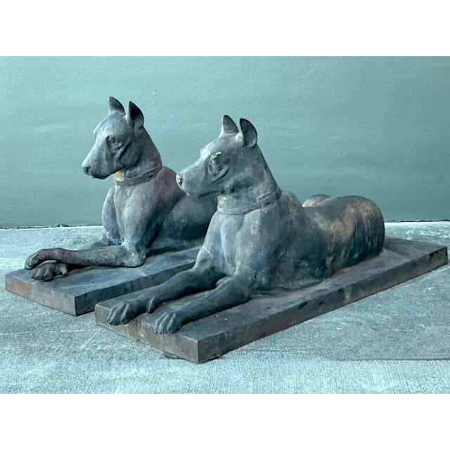 Vintage Boho French George Ducat Patinated Bronze Great Danes For Sale - Image 9 of 12