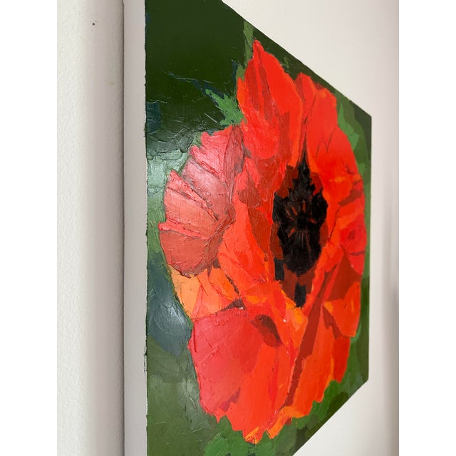 "Poppy Flower" Modern Original Oil Painting, by Jennifer Hohlfelder For Sale - Image 4 of 9