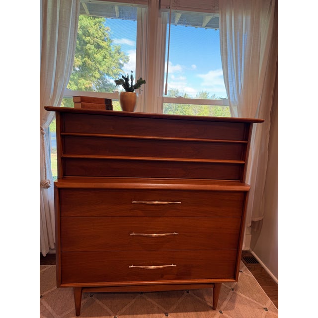 1960s Kent-Coffey Foreteller Mid-Century Modern Six-Drawer Highboy Dresser, Refinished For Sale - Image 9 of 12
