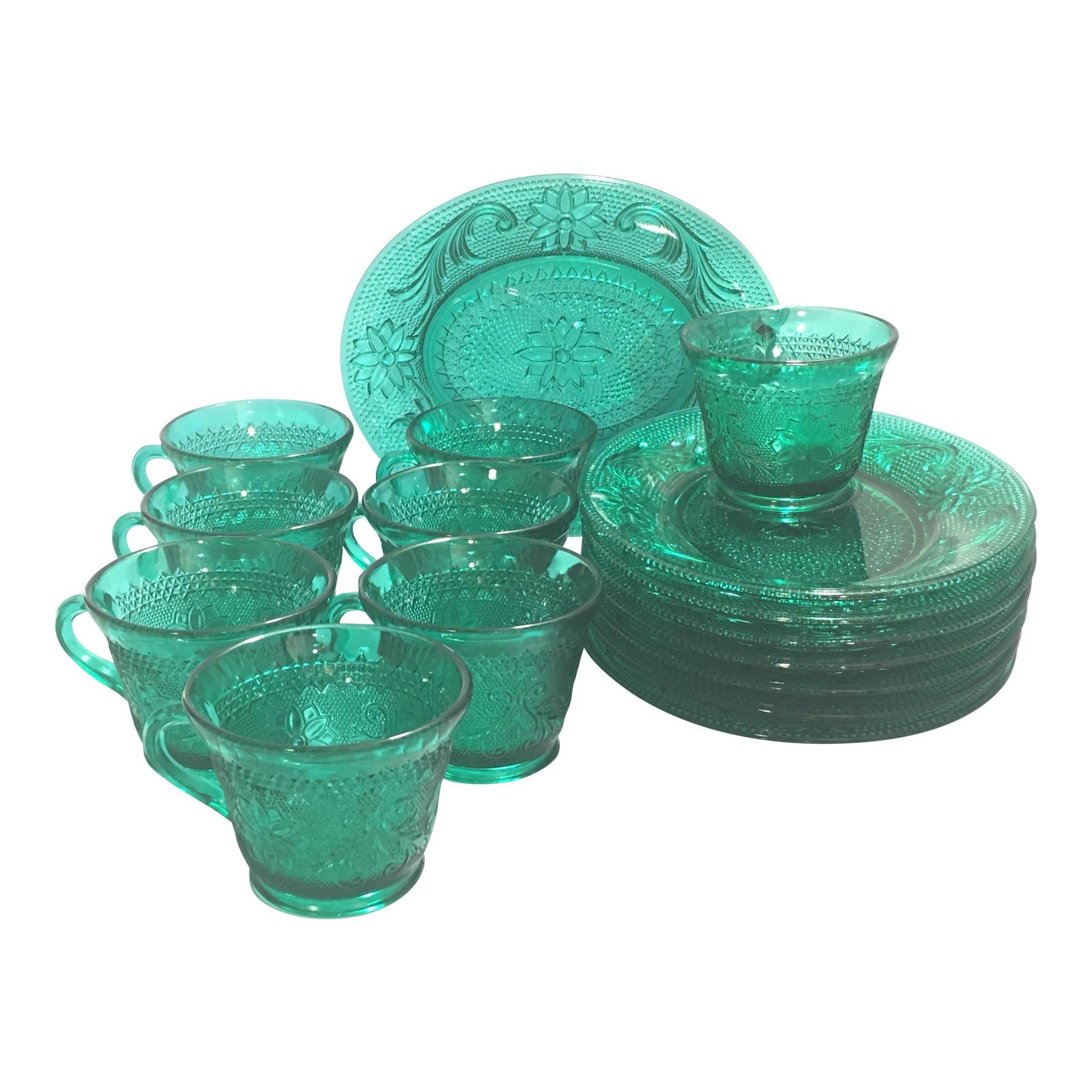 Indiana Glass Snack Plates & Saucers Set of 8 Chairish