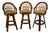 Set of 3 Bent Rattan Barstools For Sale