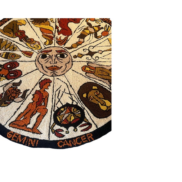 Mid-Century Modern Vintage Rare Mid Century Modern Large Zodiac Horoscope Circle Carpet 1960s 1970s For Sale - Image 3 of 9