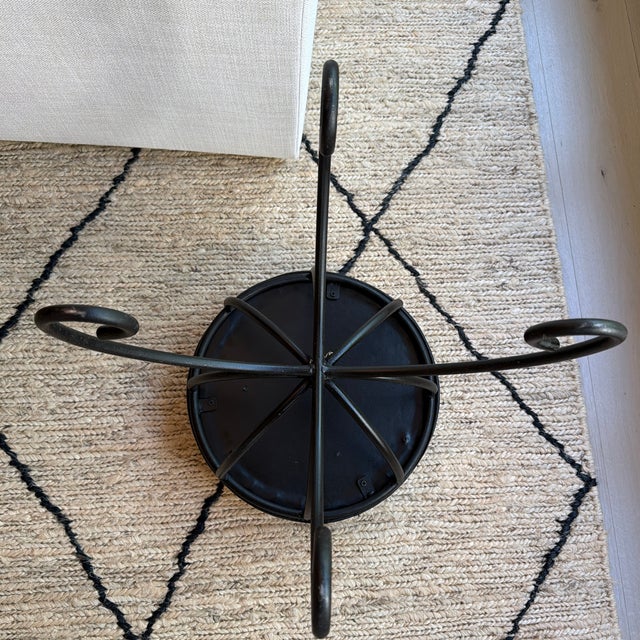 Vintage Wrought Iron Vanity Stool With Leopard Upholstery For Sale - Image 9 of 10