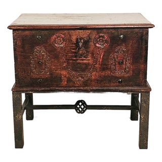 Southeast Asian Teak Merchant's Trunk, 19th Century or Earlier For Sale