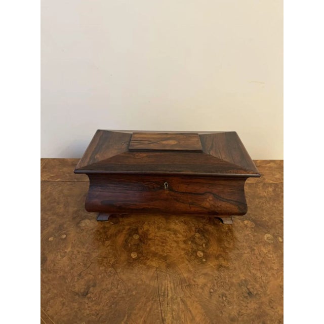 Antique Victorian Rosewood Tea Caddy, 1850 For Sale - Image 4 of 10