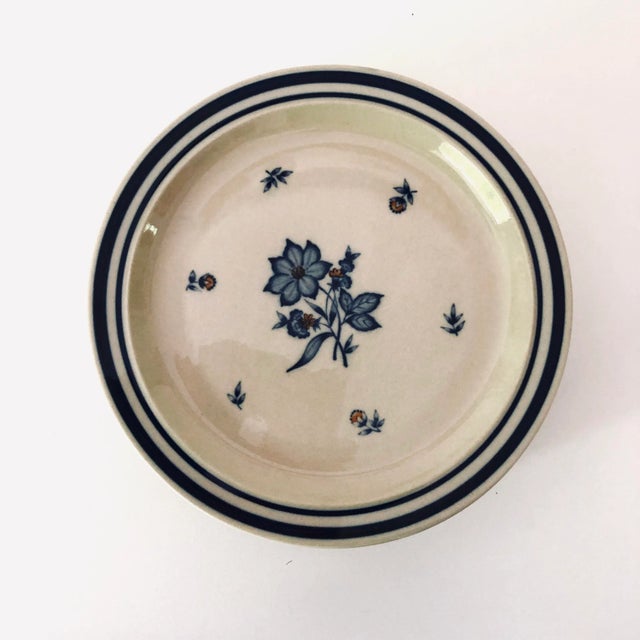 Vintage set of 6 floral design stoneware salad or dessert plates 7.60"D , makers mark reads " Newcor Stoneware Japan "...