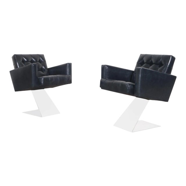 Vintage Stainless Steel "Z" Lounge Chairs by Milo Baughman for Thayer Coggin For Sale