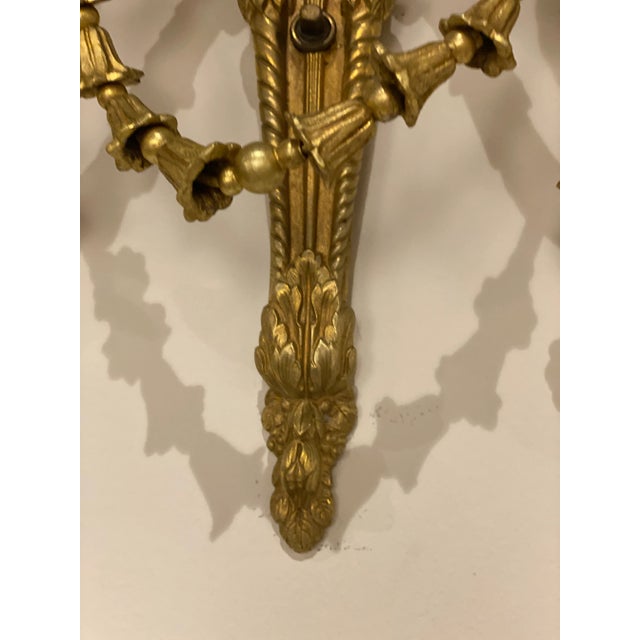 1900's French Putti Gilt Bronze Sconces - Pair For Sale In New York - Image 6 of 7