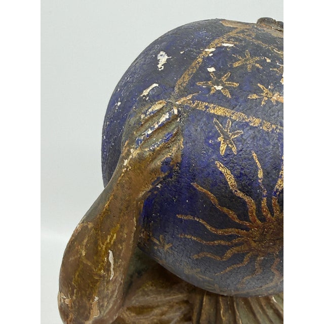 Wood Northern Italian Carved Wood & Gessoed Atlas with Celestial Globe Circa 1800 For Sale - Image 7 of 18