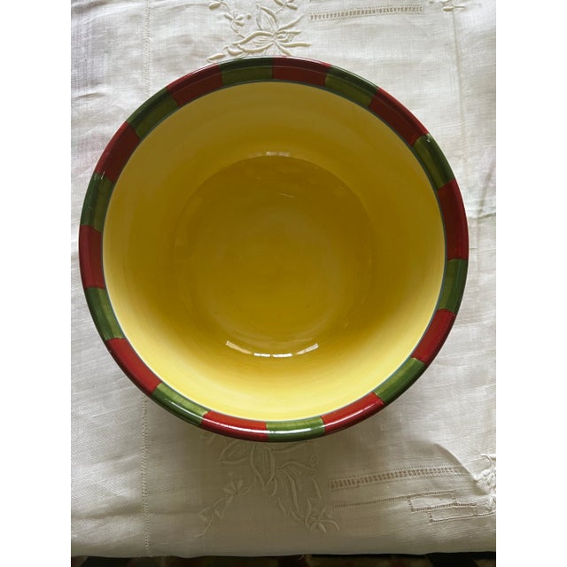 Dansk 1980s Dansk Large Serving Yellow and Red Bowl With Floral Print For Sale - Image 4 of 9