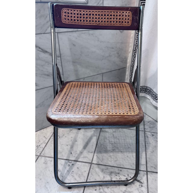 Four MCM Industrial Cane Mid Century Folding Chairs For Sale In Saint Louis - Image 6 of 10