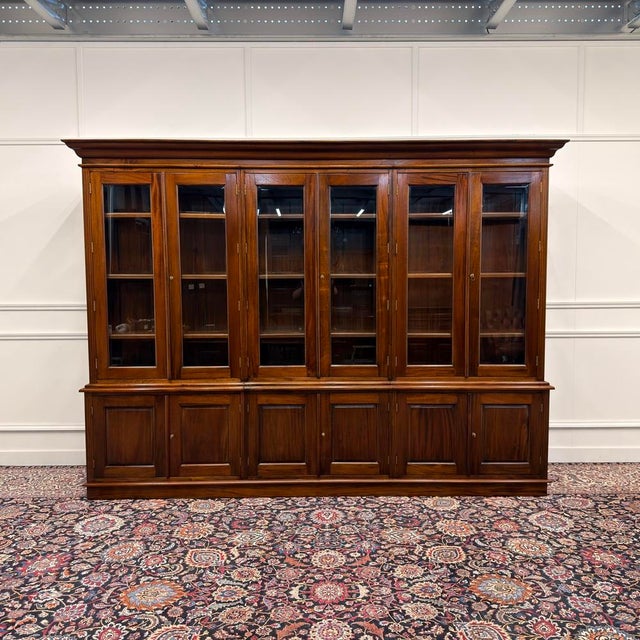 Large English Bookcase with Glass Doors For Sale - Image 18 of 18