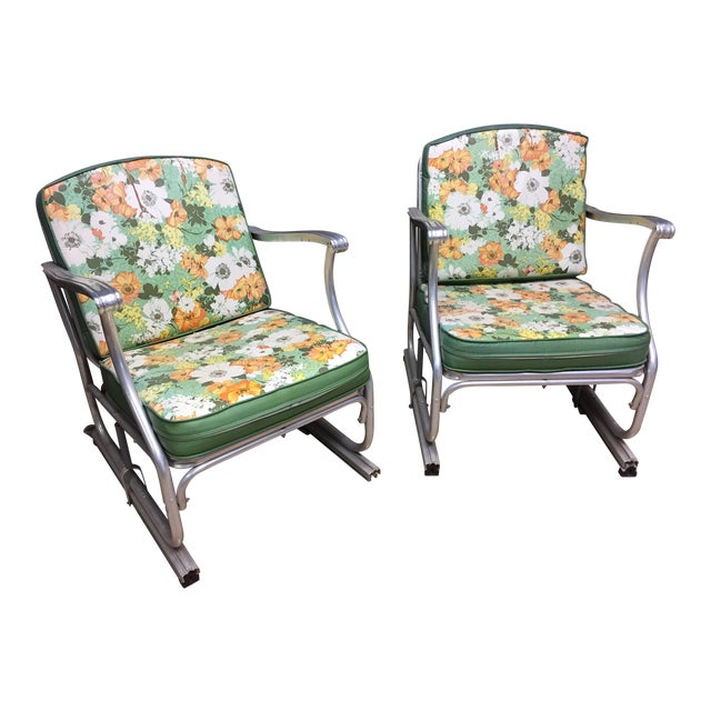 Mid Century Modern Bunting Aluminum Glider Patio Chairs A Pair Chairish