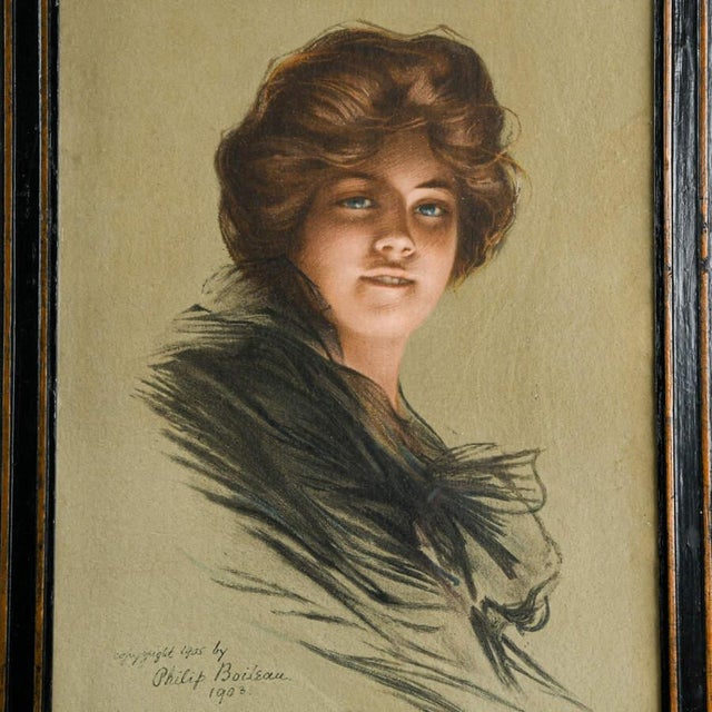 Early 20th Century Antique Framed "Retrato De Peggy" Print Copyright 1905 by Philip Boileau For Sale - Image 5 of 7