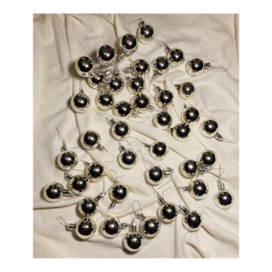 Large Collection of Silver Vintage Mercury Glass Holiday Ornaments With Tie Tops for Ease of Hanging