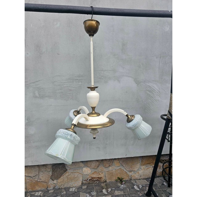 Brown Brass and Glass Chandelier from Cichoń Lighting, 1960s For Sale - Image 8 of 9