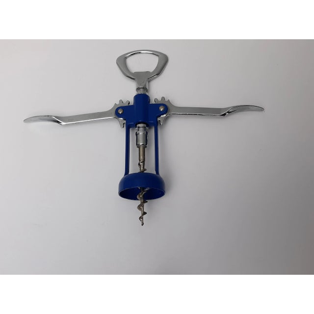 Silver Vintage Blue Silver Italian Corkscrew Bottle Opener For Sale - Image 8 of 11