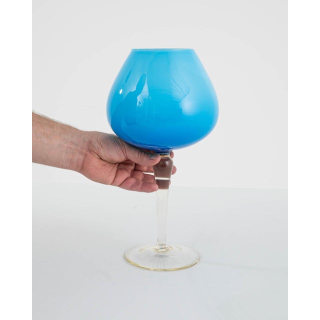 20th Century Italian Blue Glass Goblet For Sale - Image 9 of 18