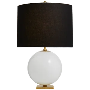 Kate Spade New York for Visual Comfort Signature Elsie Table Lamp in Cream Reverse Painted Glass with Black Linen Shade
