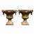 Pair 19th Century White Painted Cast Iron Garden Urns With Ring Handles and Masks For Sale