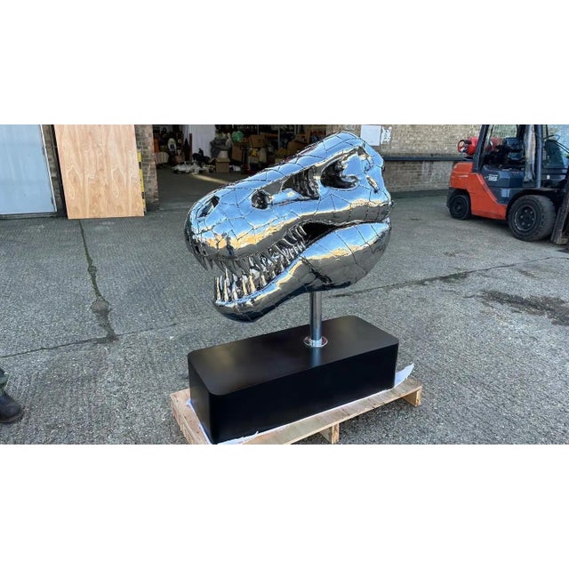 Silver Tyrannosaurus Rex Sculpture in Stainless Steel For Sale - Image 8 of 15