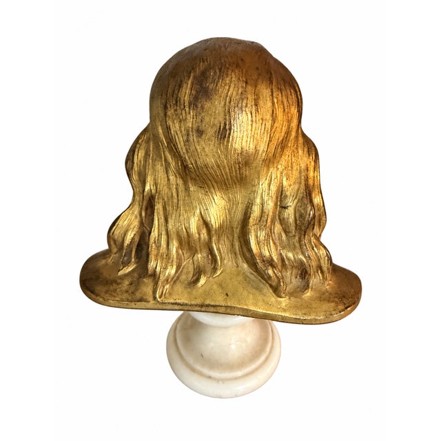 19th Century French Gilt Bronze Bust of Benjamin Franklin After Houdon on Marble For Sale - Image 9 of 11