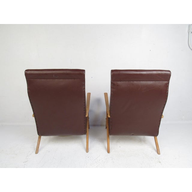 Wood 1970s Pair of Mid-Century Italian Lounge Chairs For Sale - Image 7 of 12