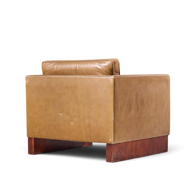 Wood Mies Van Der Rohe for Knoll Mid Century Walnut and Leather Lounge Chair For Sale - Image 7 of 9