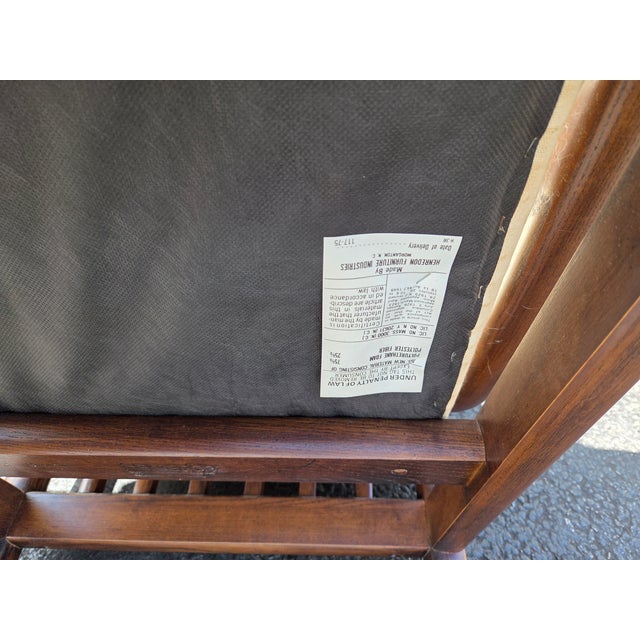 1980s 2 Henredon Scene One Campaign Dining Room Side Chairs MCM Oak Brass For Sale - Image 13 of 14