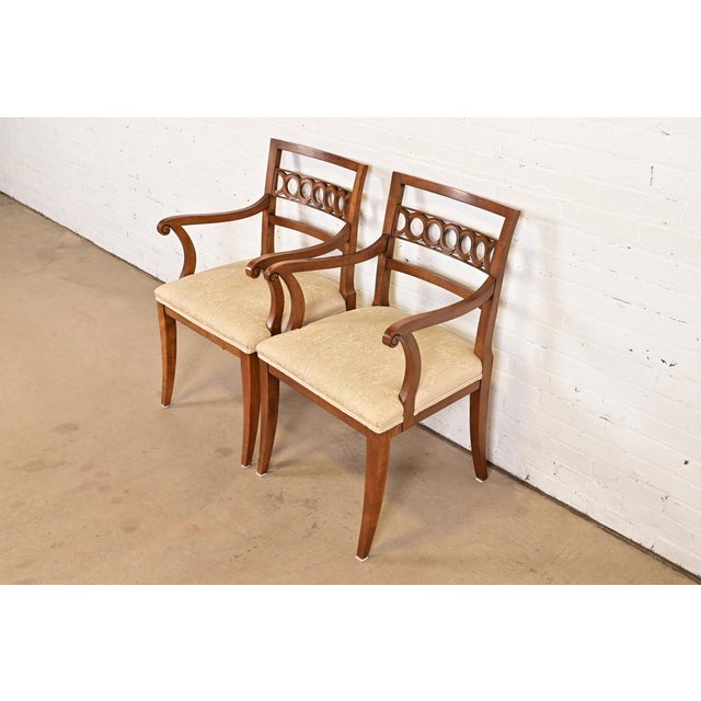 Kindel Furniture Kindel Furniture Regency Carved Cherry Wood Armchairs, Pair For Sale - Image 4 of 12