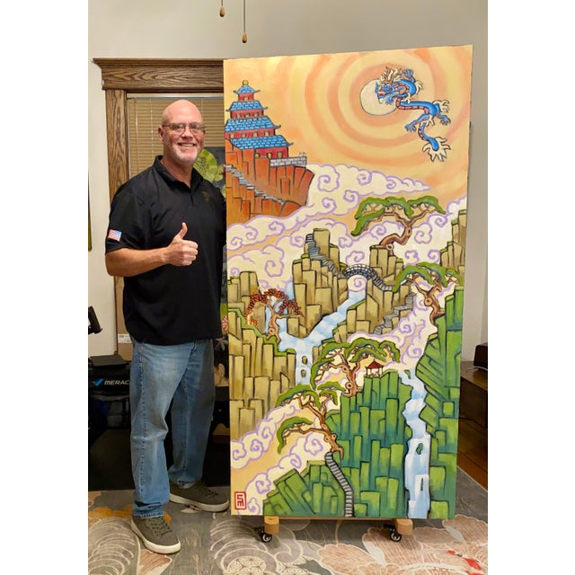Chinese Landscape Original Oil Painting Stephen McDonough For Sale - Image 9 of 10