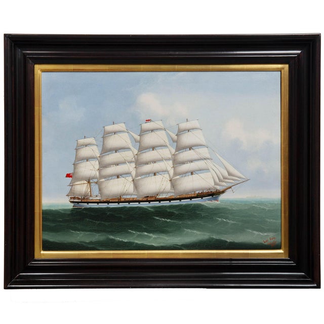 Nautical China Trade Painting of Ship “County of Caithness” by Lai Fong Ca. 1897 For Sale - Image 3 of 18