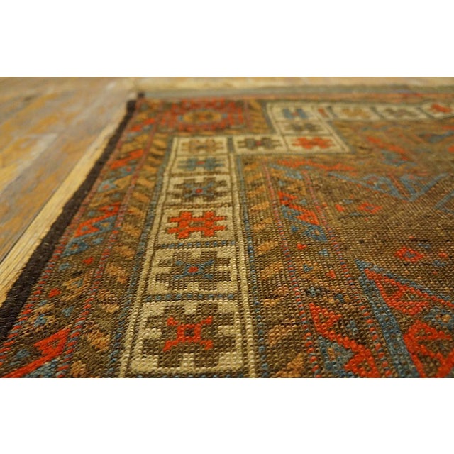 Late 19th Century 1890s Brown Tribal Islamic Prayer Antique Baluch Turkmen Rug 3'0" X 5'3" Handknotted Wool Carpet For Sale - Image 5 of 7
