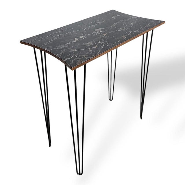Glass Vintage Formica Marbled Console Table For Sale - Image 7 of 9