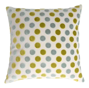 FirmaMenta Italian Jacquard Chartreuse & Sky Blue Polka Dot Velvet Pillow